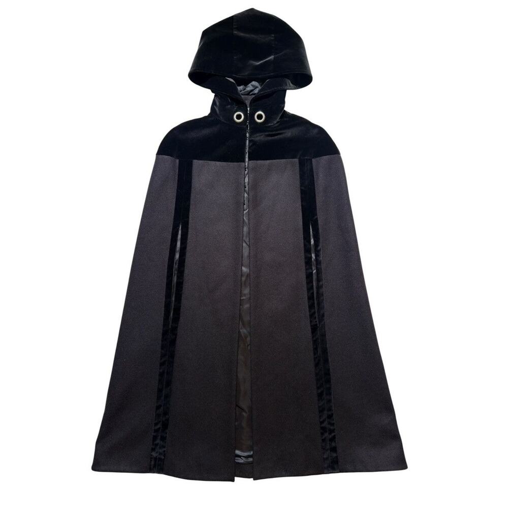 $2,600 Hooded Velvet Trimmed Wool Cape